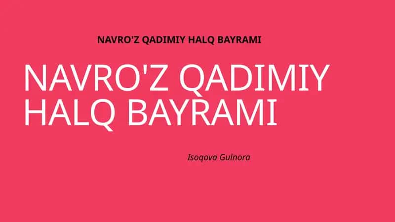 NAVRO'ZQADIMIYHALQBAYRAMI 1