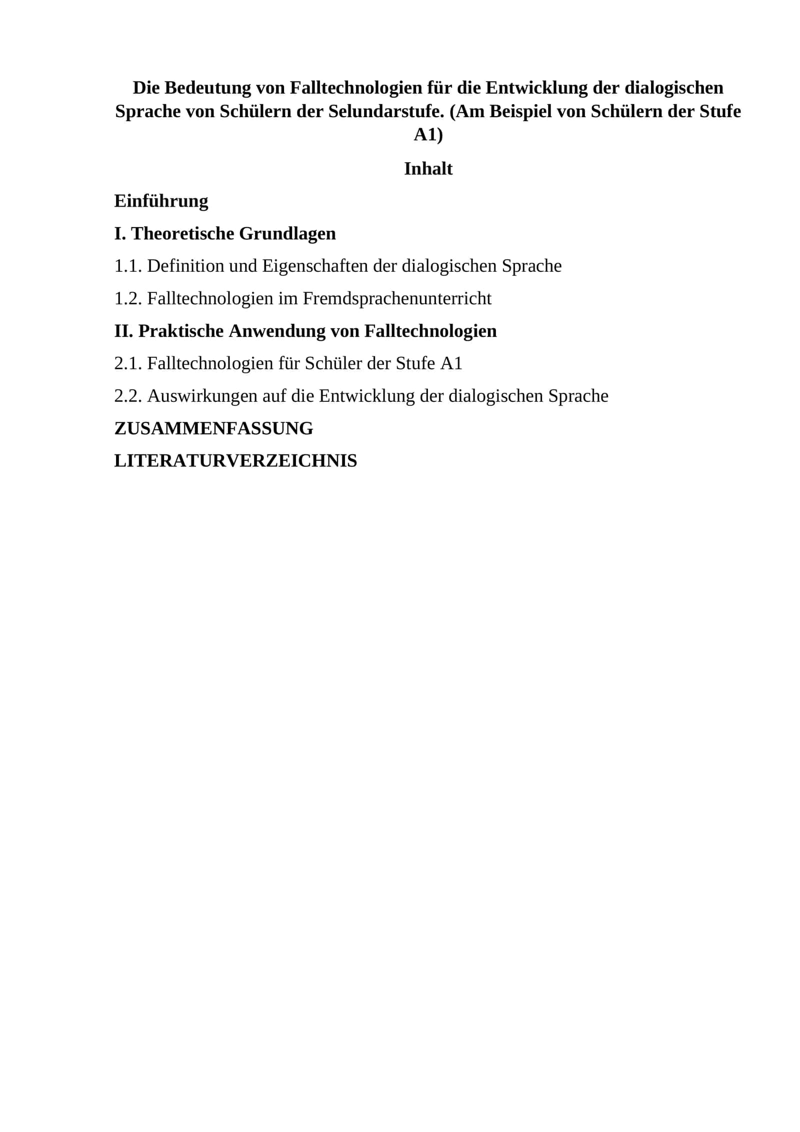 Falltechnologien für die Entwicklung der dialogischen Sprache von Schülern der Selundarstufe 1
