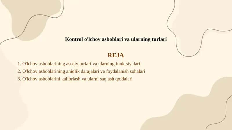 Kontrol o'lchov asboblari va ularning turlari 1