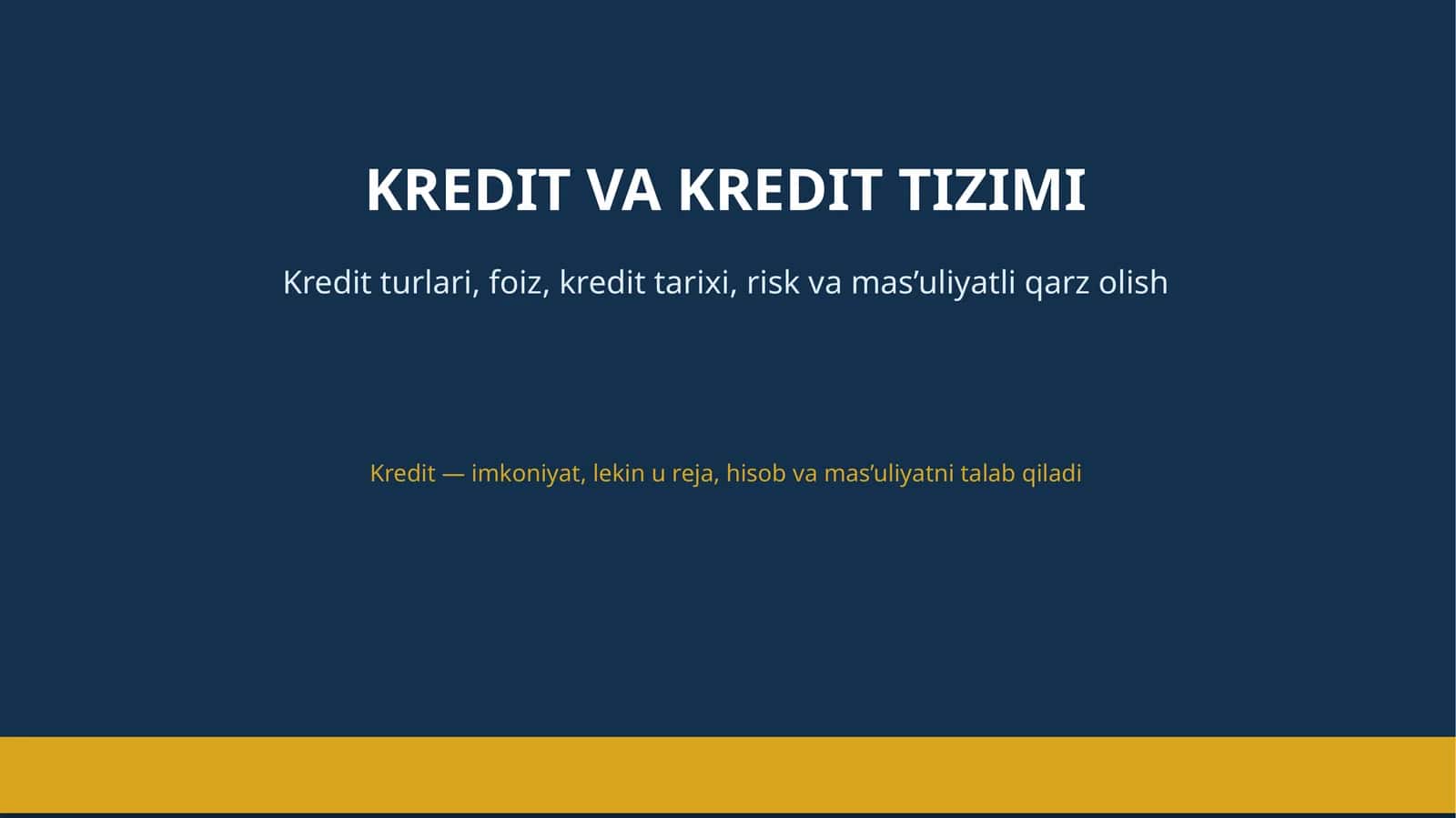 KREDIT VA KREDIT TIZIMI 1