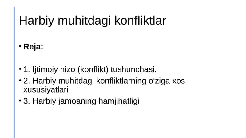 Harbiy muhitdagi konfliktlar 1