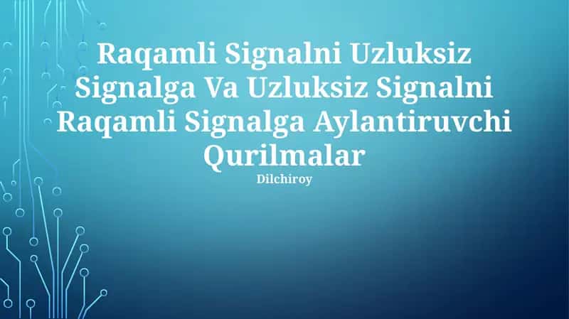 Analog to Raqamli Konvertorlar (ADC) 1