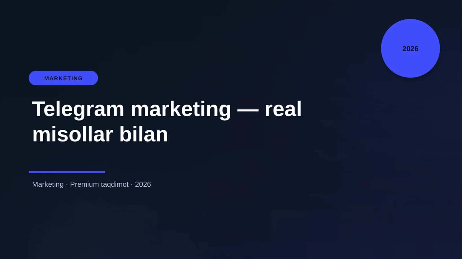 Telegram marketing — real misollar bilan 1