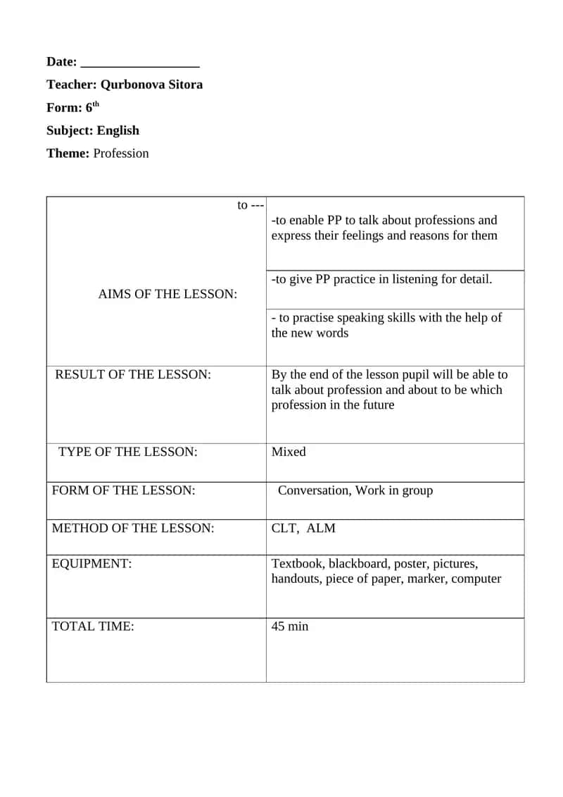 Profession English Lesson 1