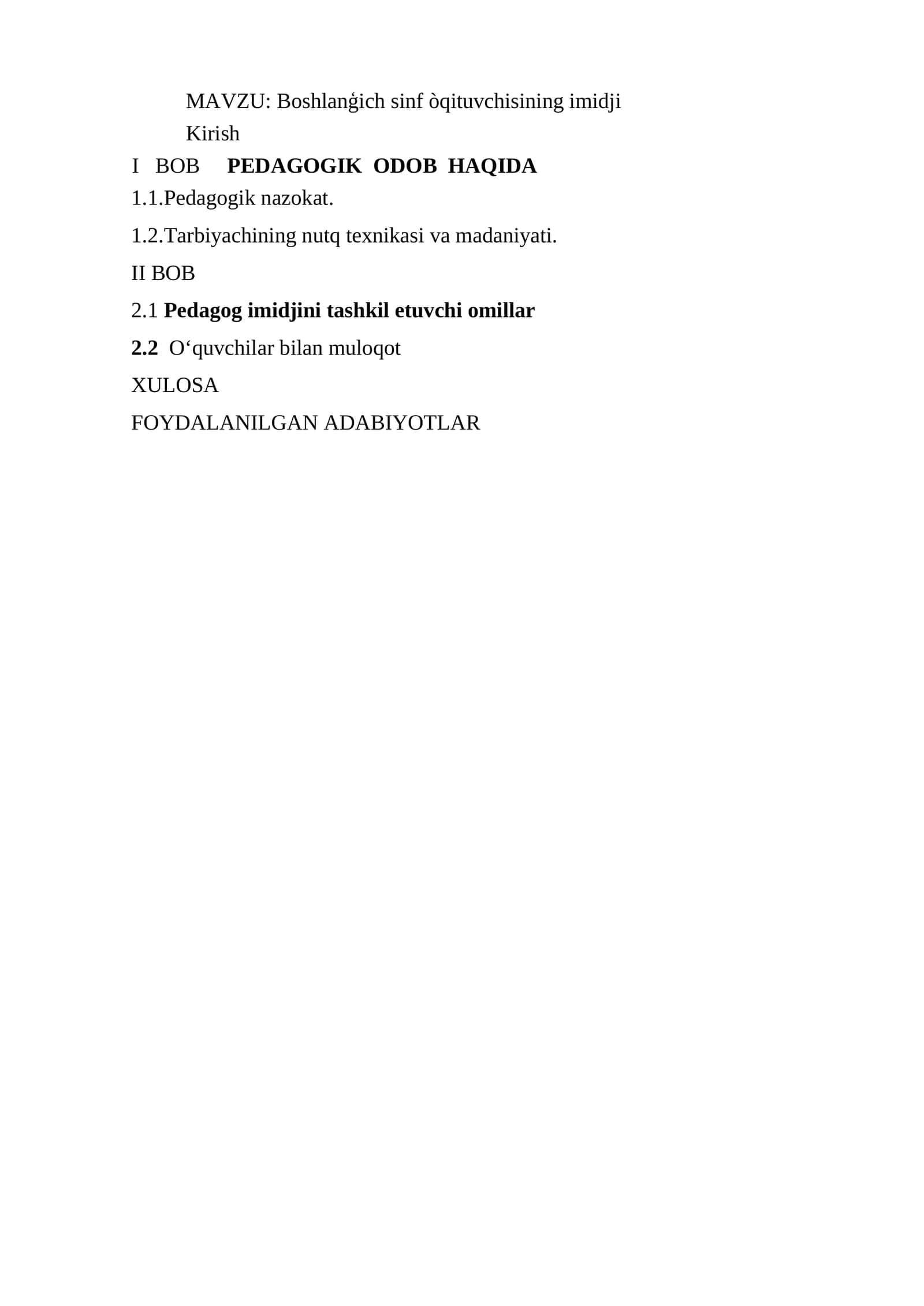 Boshlanģich sinf òqituvchisining imidji 1