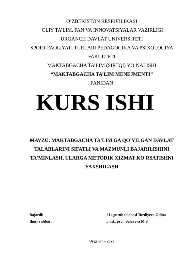 MAKTABGACHA TA'LIM MENEJMENTI 1