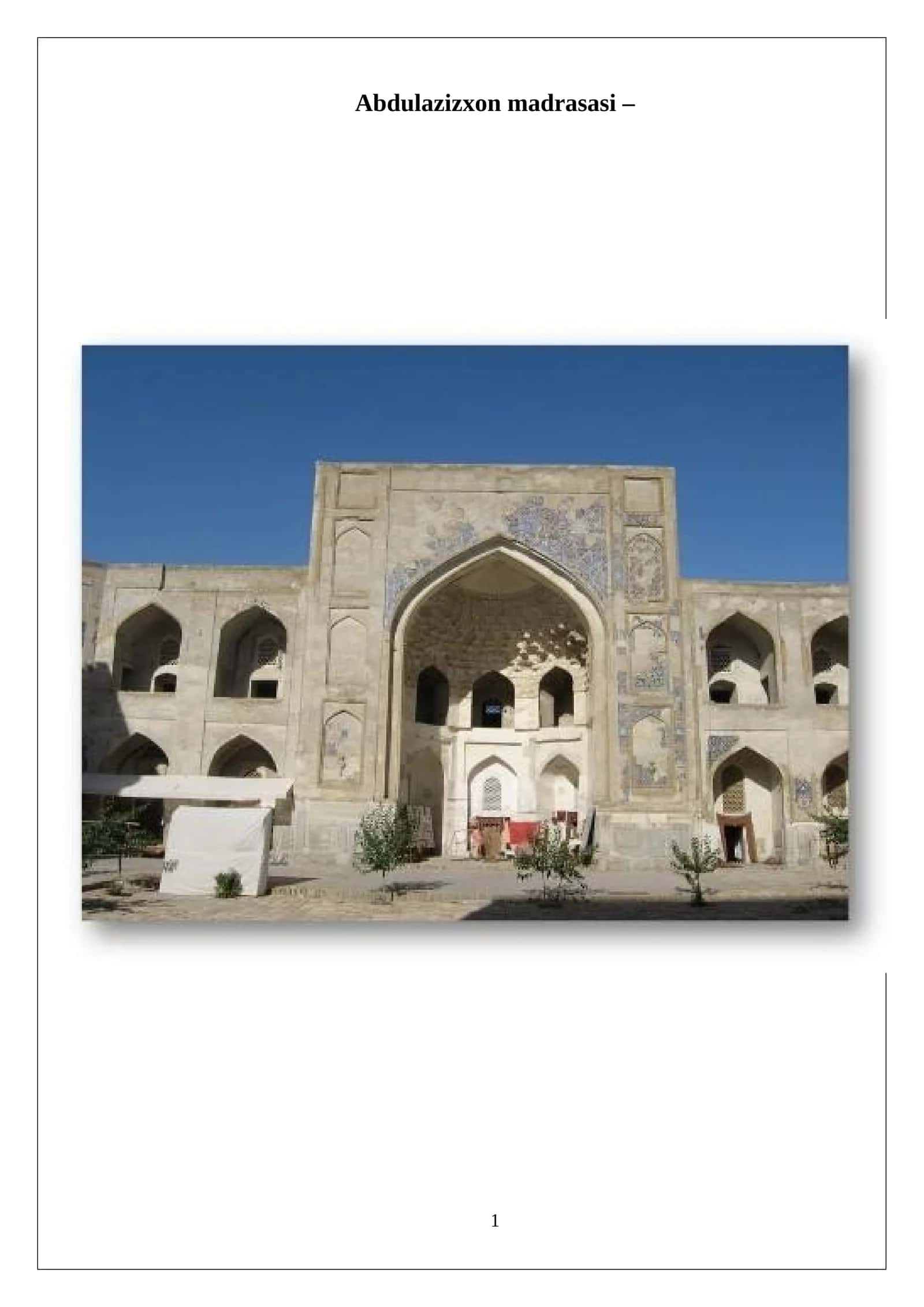 Abdulazizxon madrasasi 1
