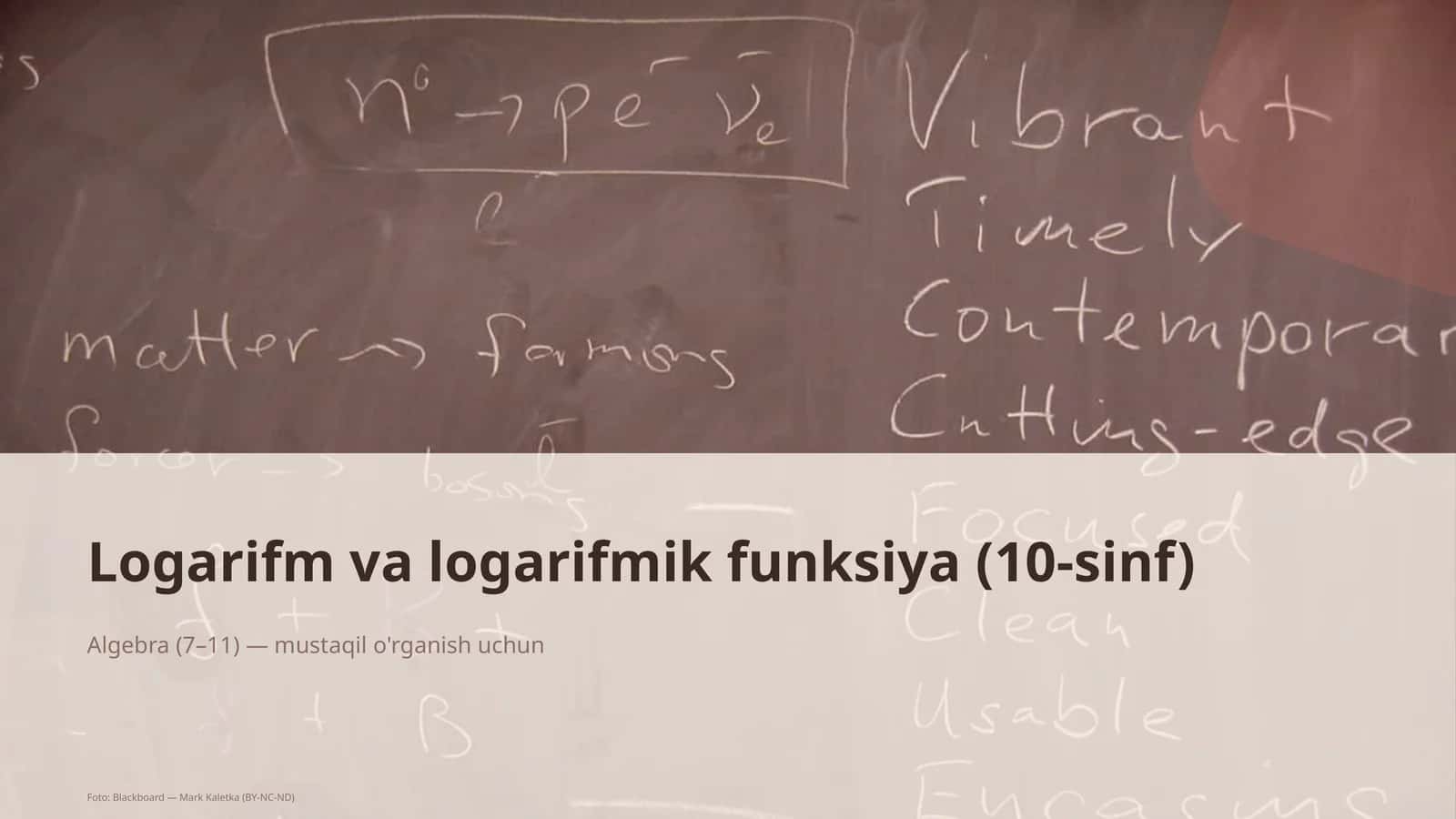 Logarifm va logarifmik funksiya (10-sinf) 1