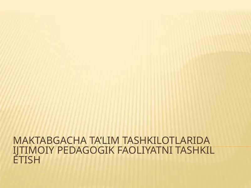 Ijtimoiy-Pedagogik Faoliyat 1