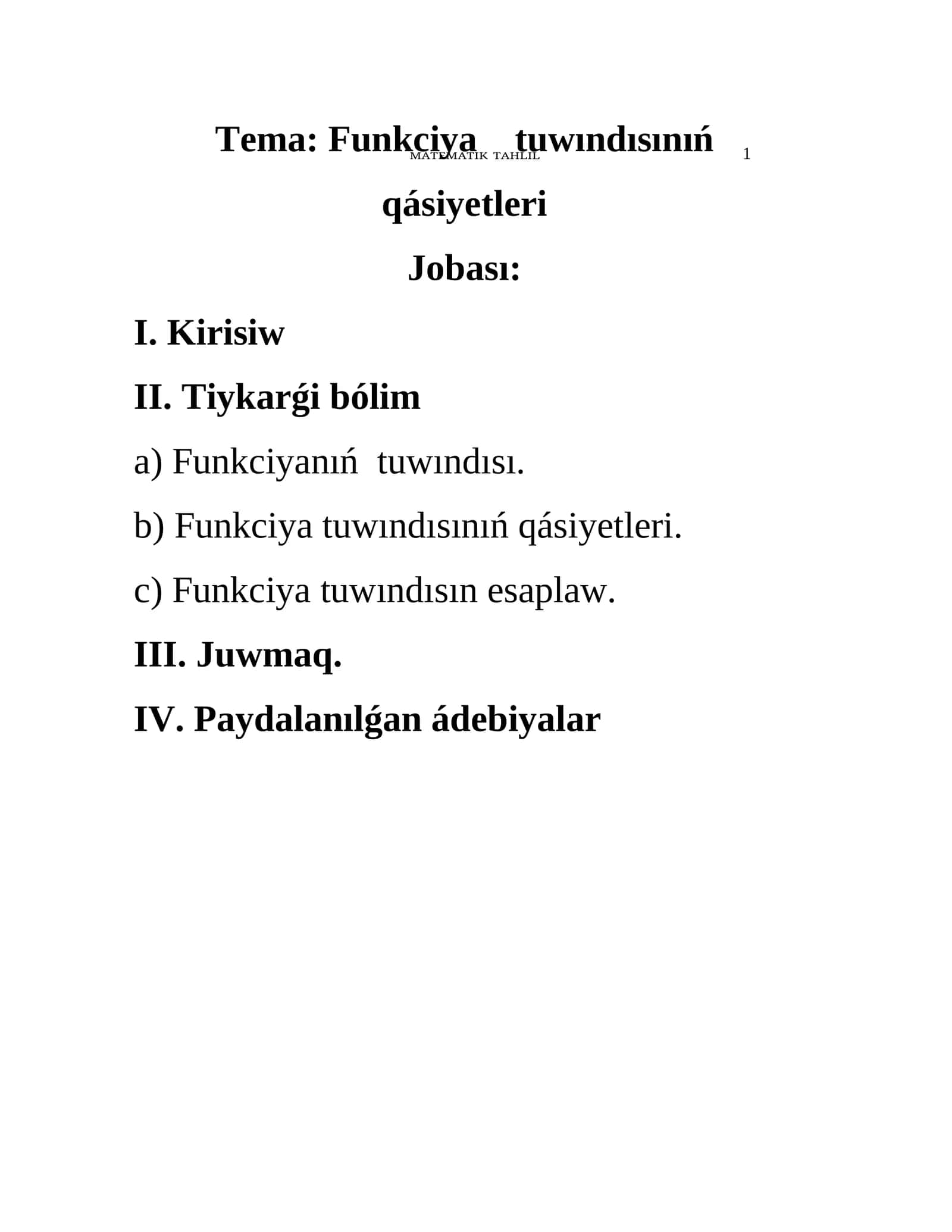 MATEMATIK TAHLIL 1