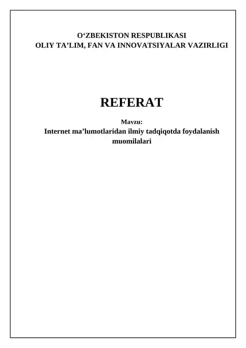 Internet Ma'lumotlaridan Ilmiy Tadqiqotda Foydalanish Muomilalari