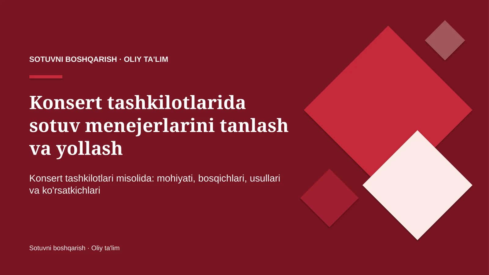 Konsert tashkilotlarida sotuv menejerlarini tanlash va yollash 1