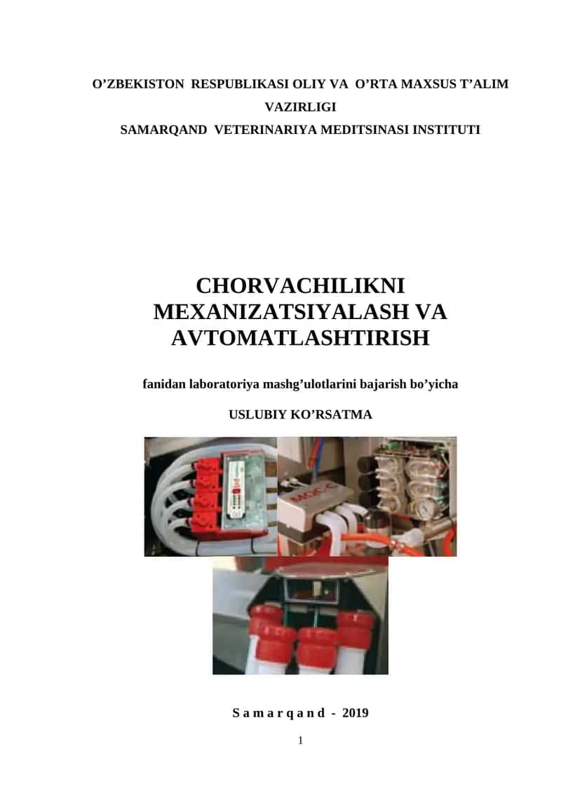 Chorvachilikni mеxanizatsiyalash va avtomatlashtirish 1