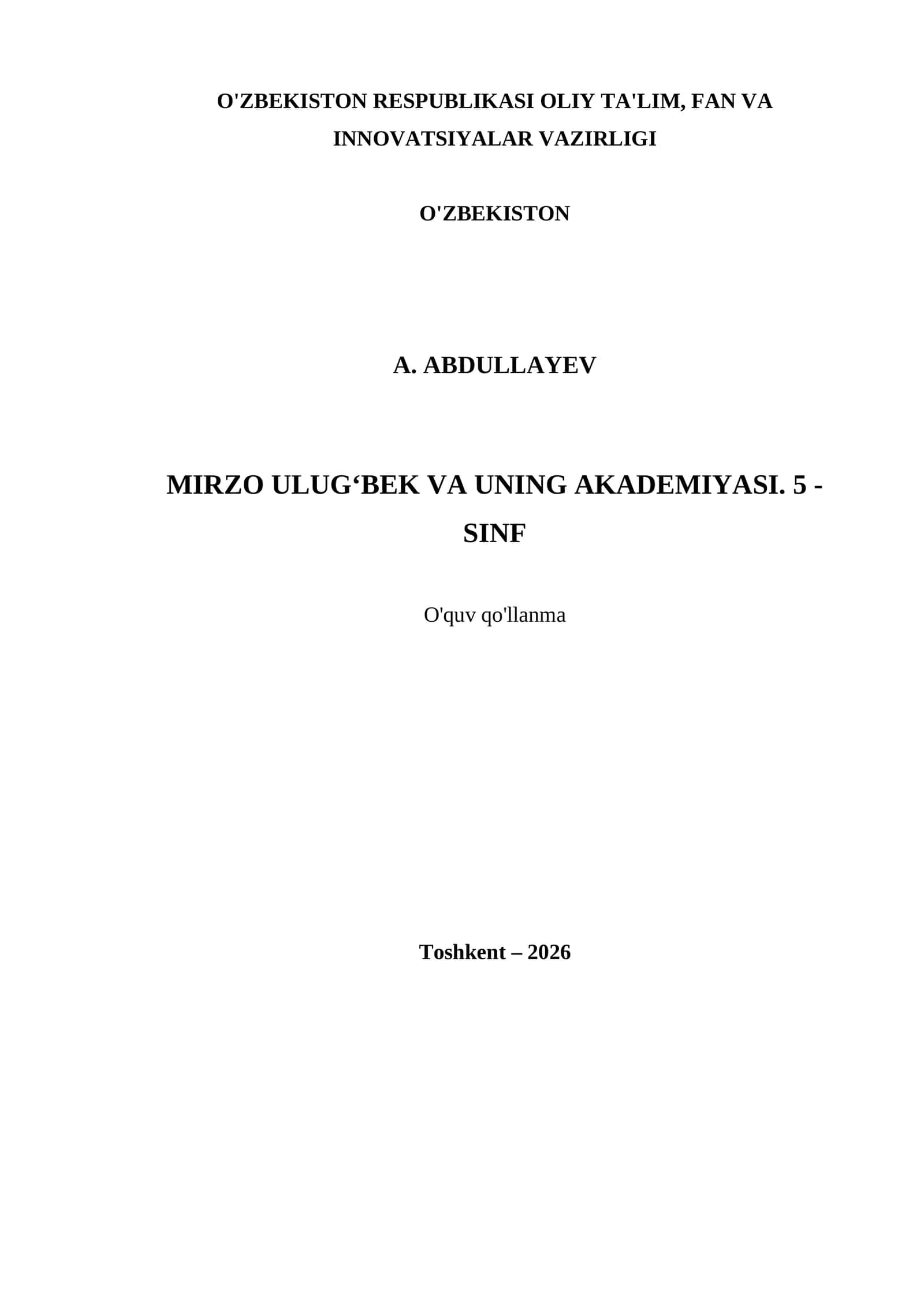 MIRZO ULUG‘BEK VA UNING AKADEMIYASI. 5 - SINF 1