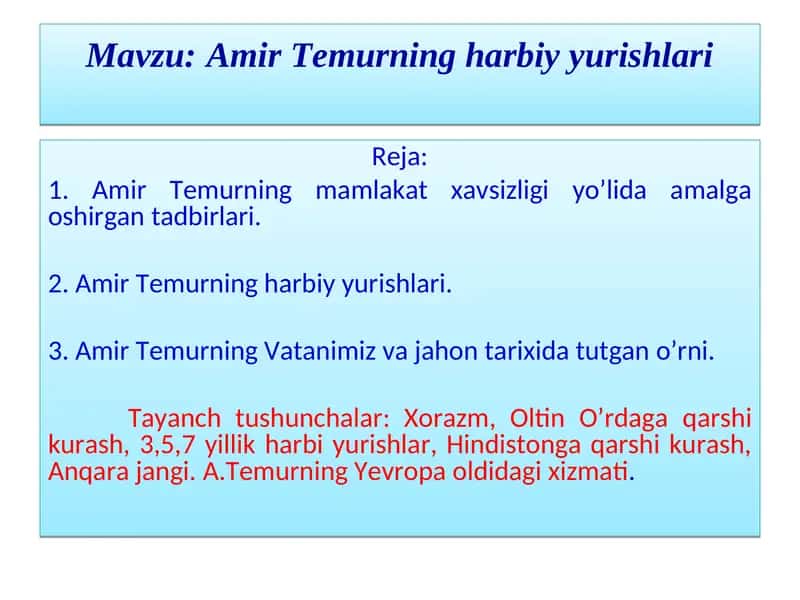 Amir Temurning harbiy yurishlari 1