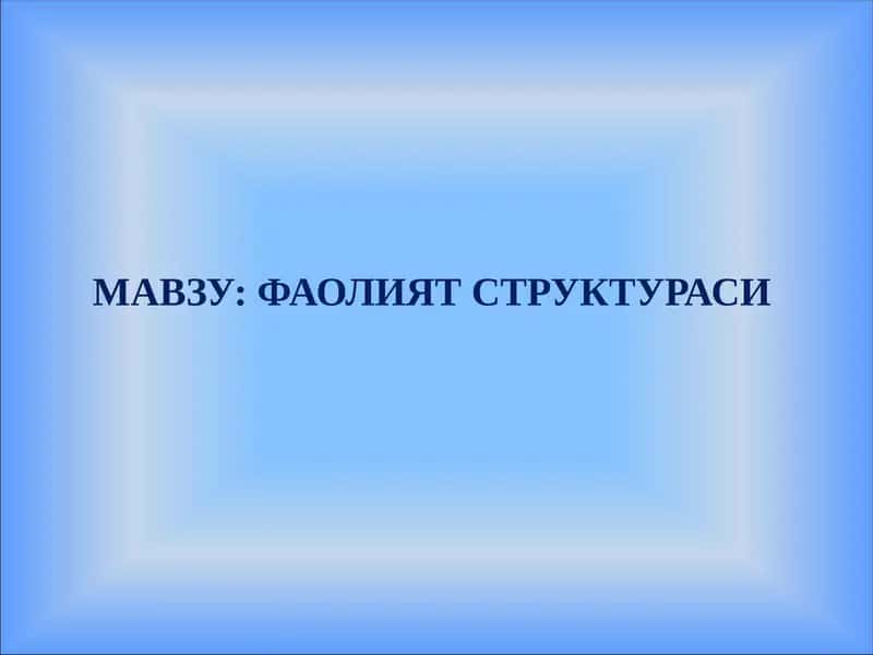Фаолият Структураси 1