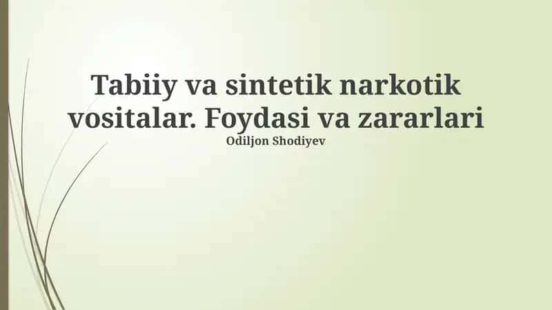 Narkotik moddalar: Ta'rif, Tasnif va Manbalar 1