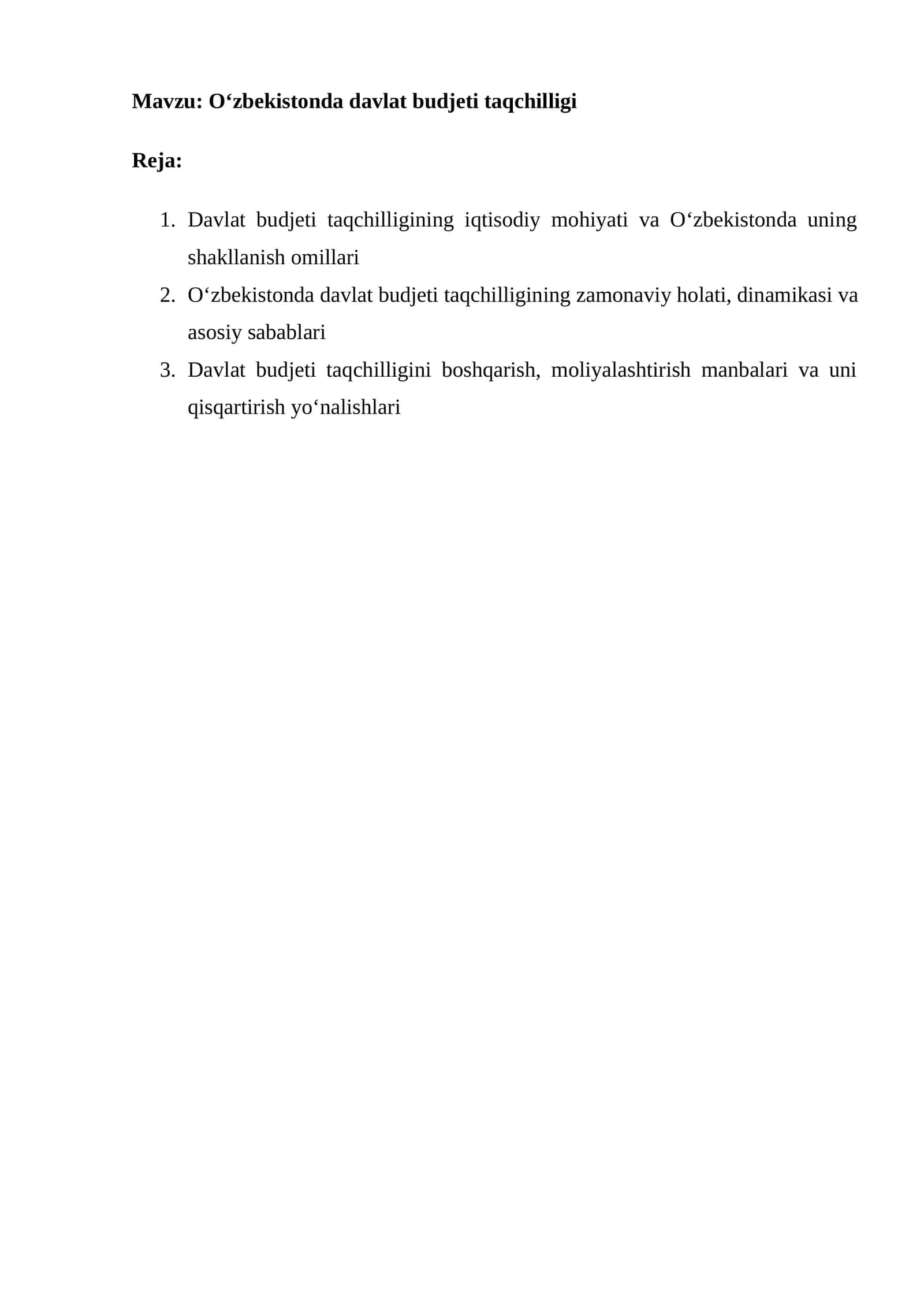 Oʻzbekistonda davlat budjeti taqchilligi 1