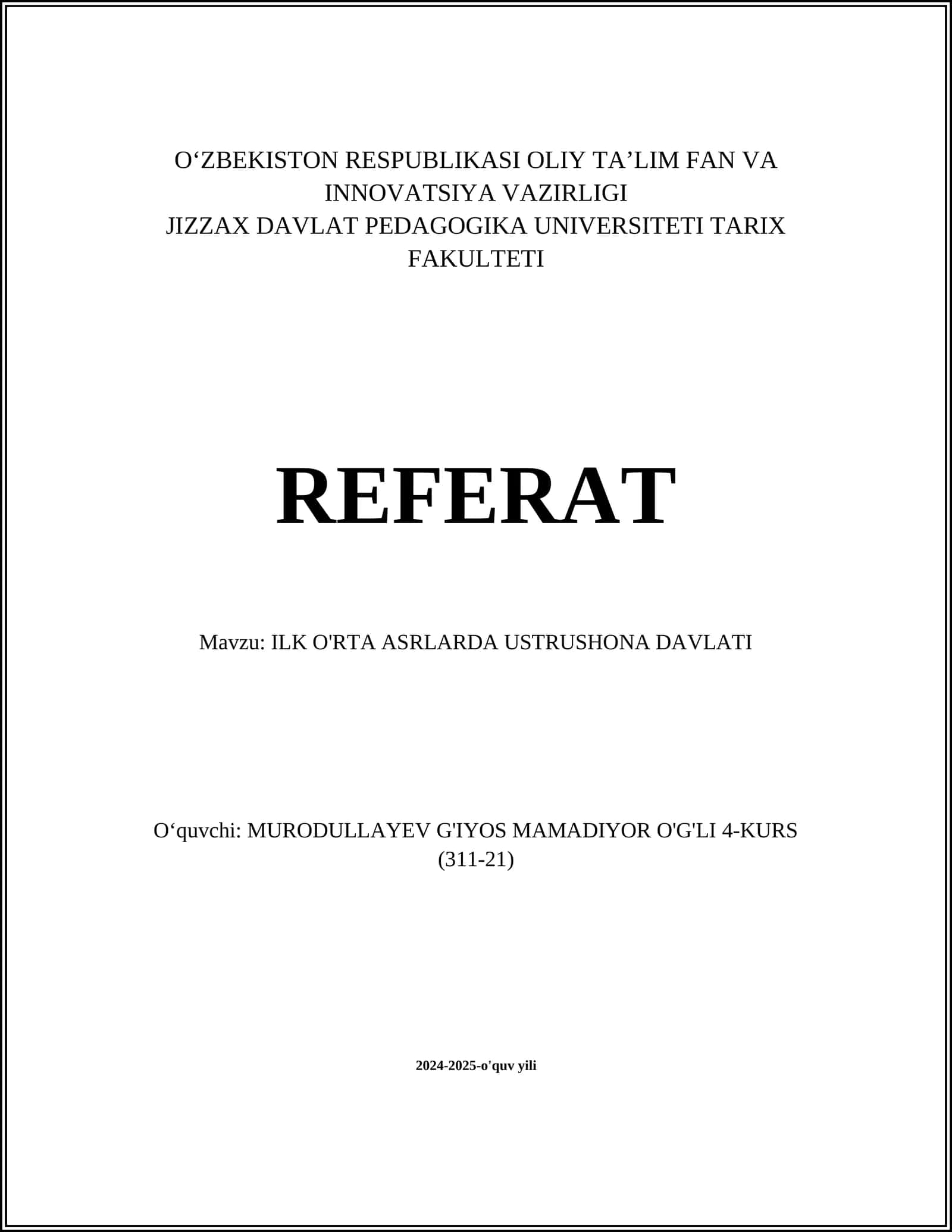 ILK O'RTA ASRLARDA USTRUSHONA DAVLATI 1