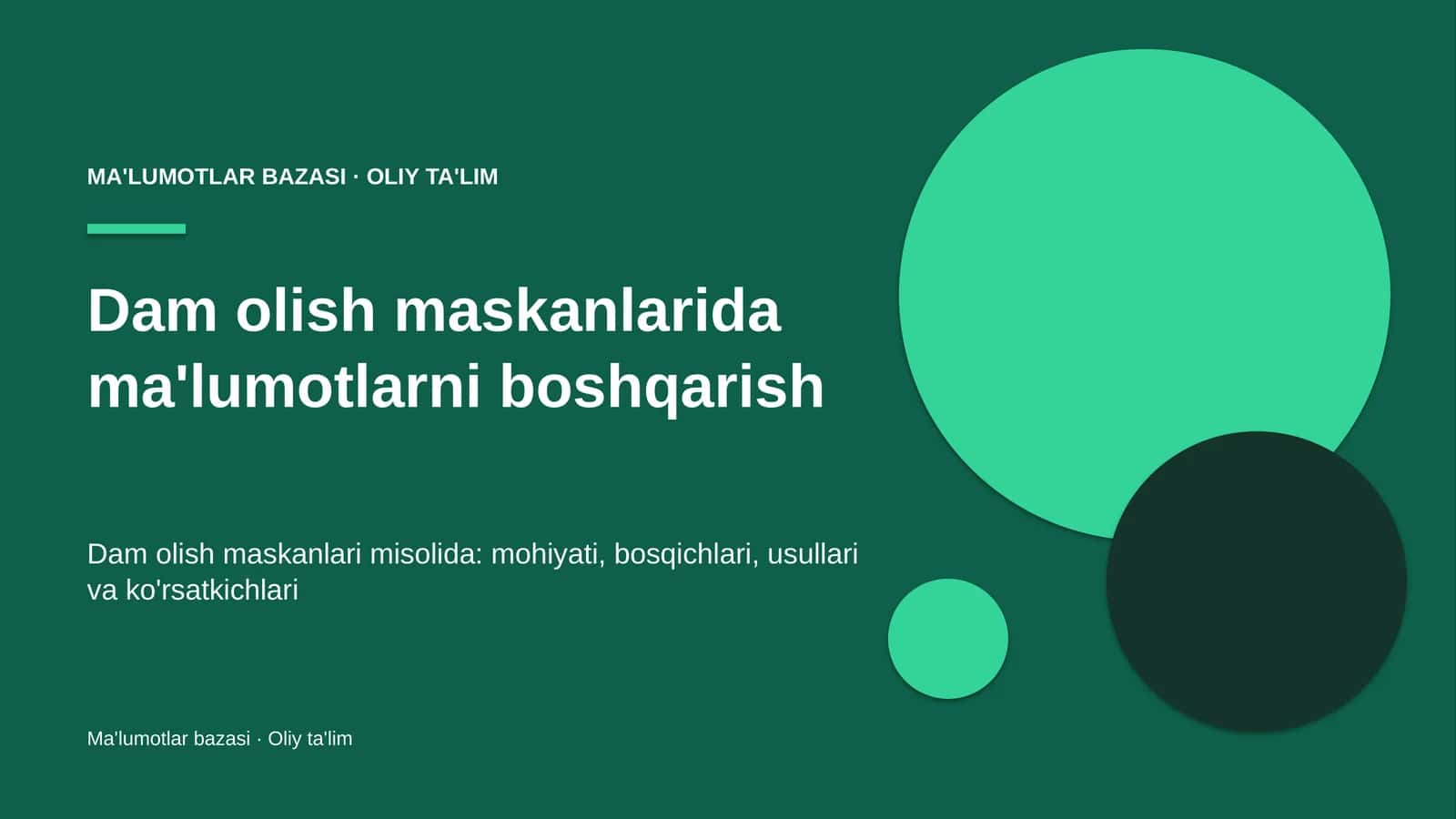 Dam olish maskanlarida ma'lumotlarni boshqarish 1