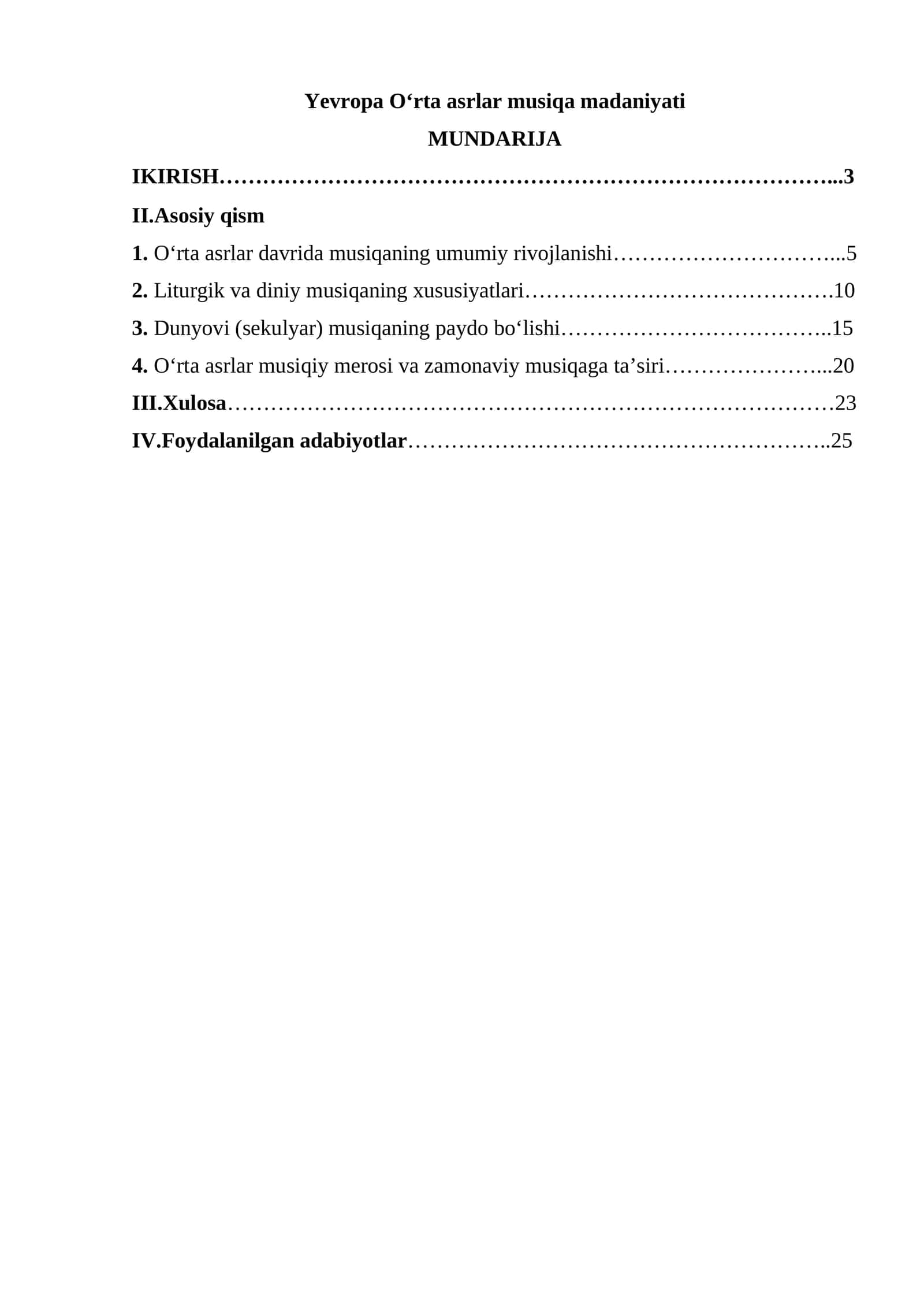 Yevropa O‘rta asrlar musiqa madaniyati 1
