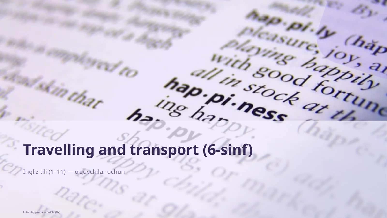 Travelling and transport (6-sinf) 1