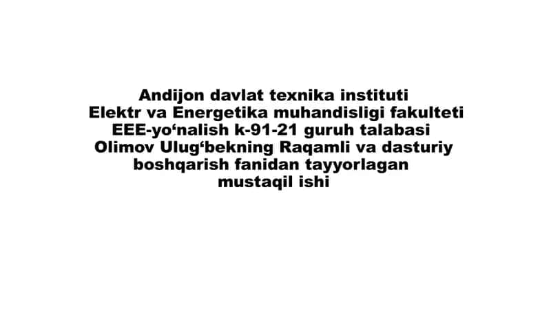 Avtomatlashtirilgan Ishlab Chiqarish Tizimlari 1