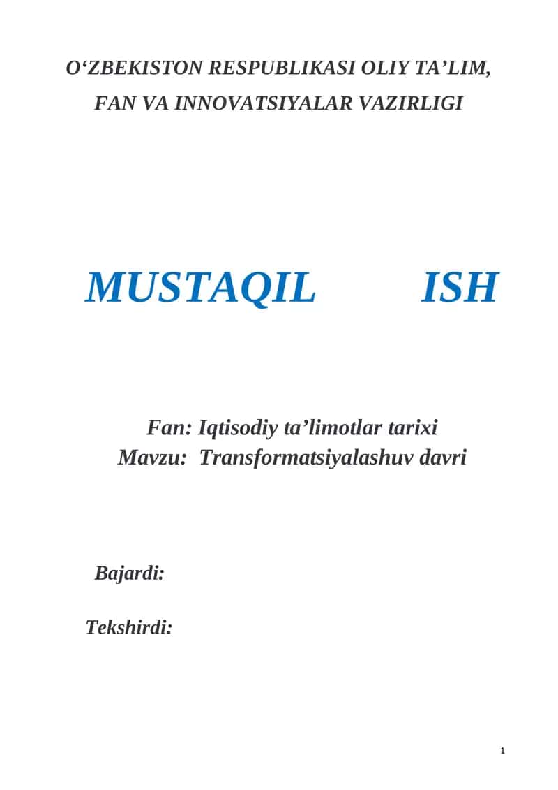 Transformatsiyalashuv davri 1
