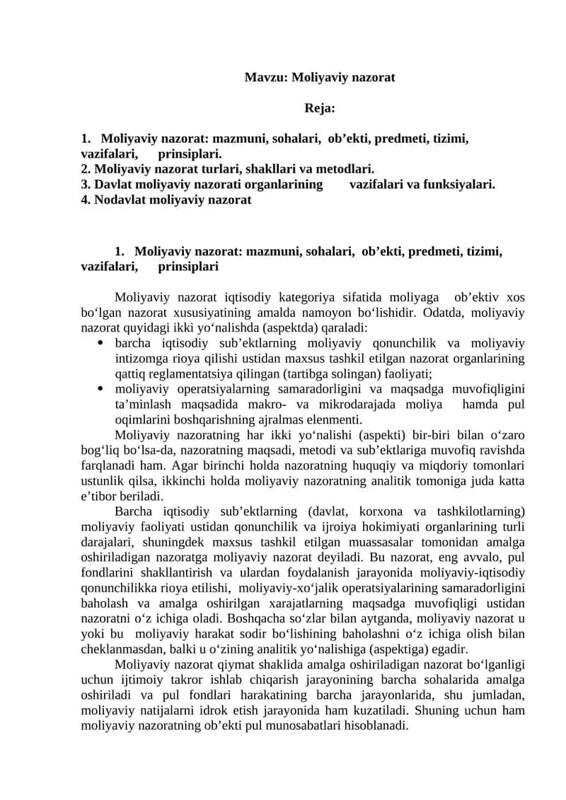 Moliyaviy nazorat 1