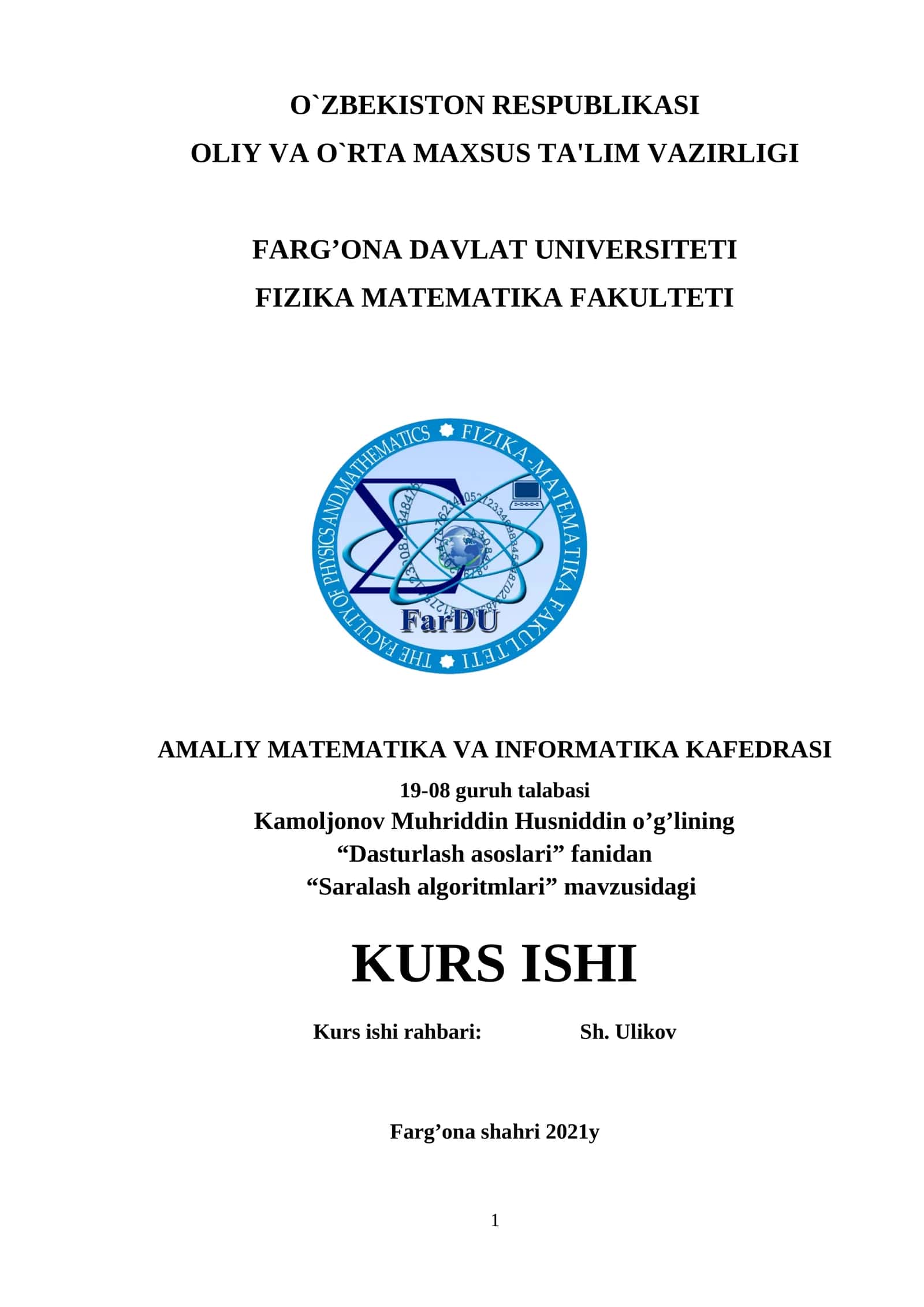 Saralash algoritmlari 1