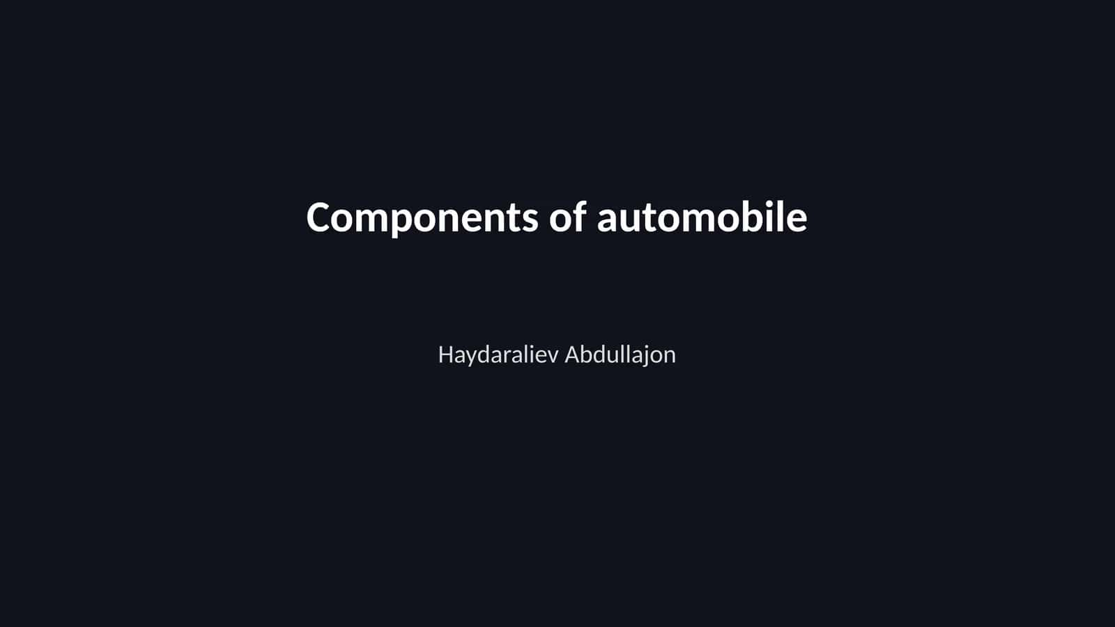 Components of automobile 1