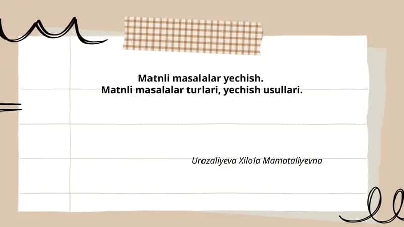 Matnli masalalar yechish 1