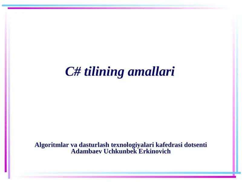 C# Tilining Amallari 1