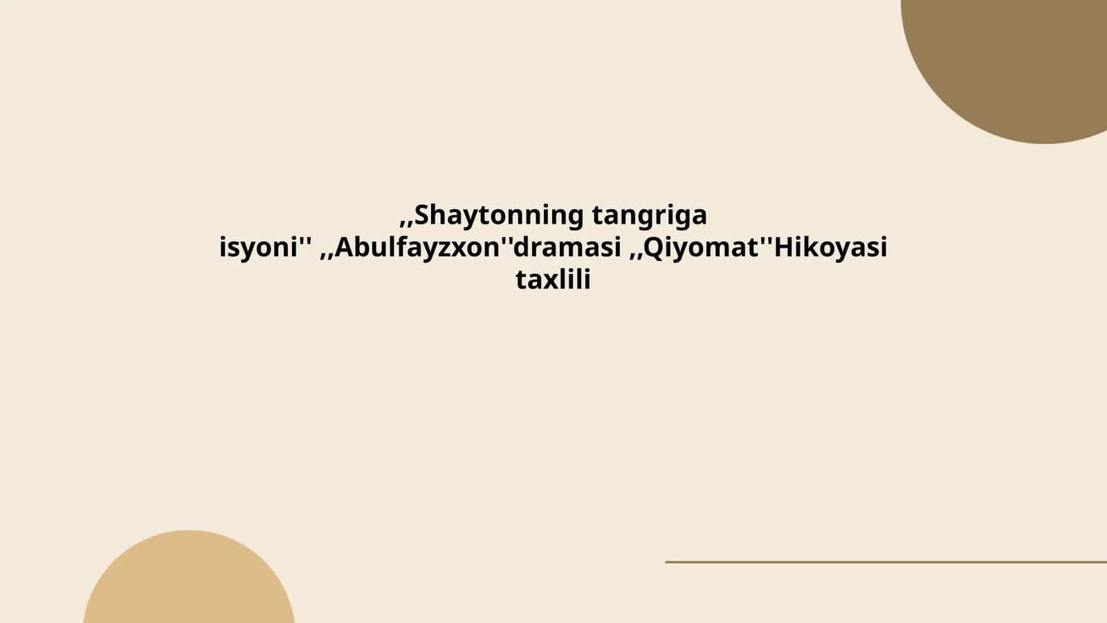 Shaytonning Tangriga Isyoni 1