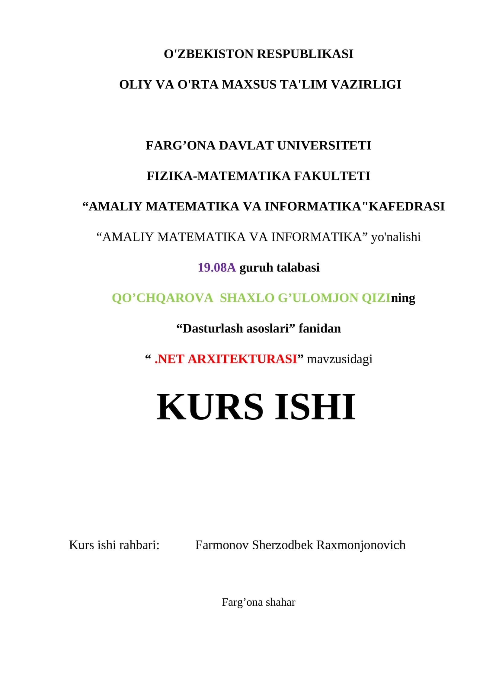 “.NET ARXITEKTURASI” 1