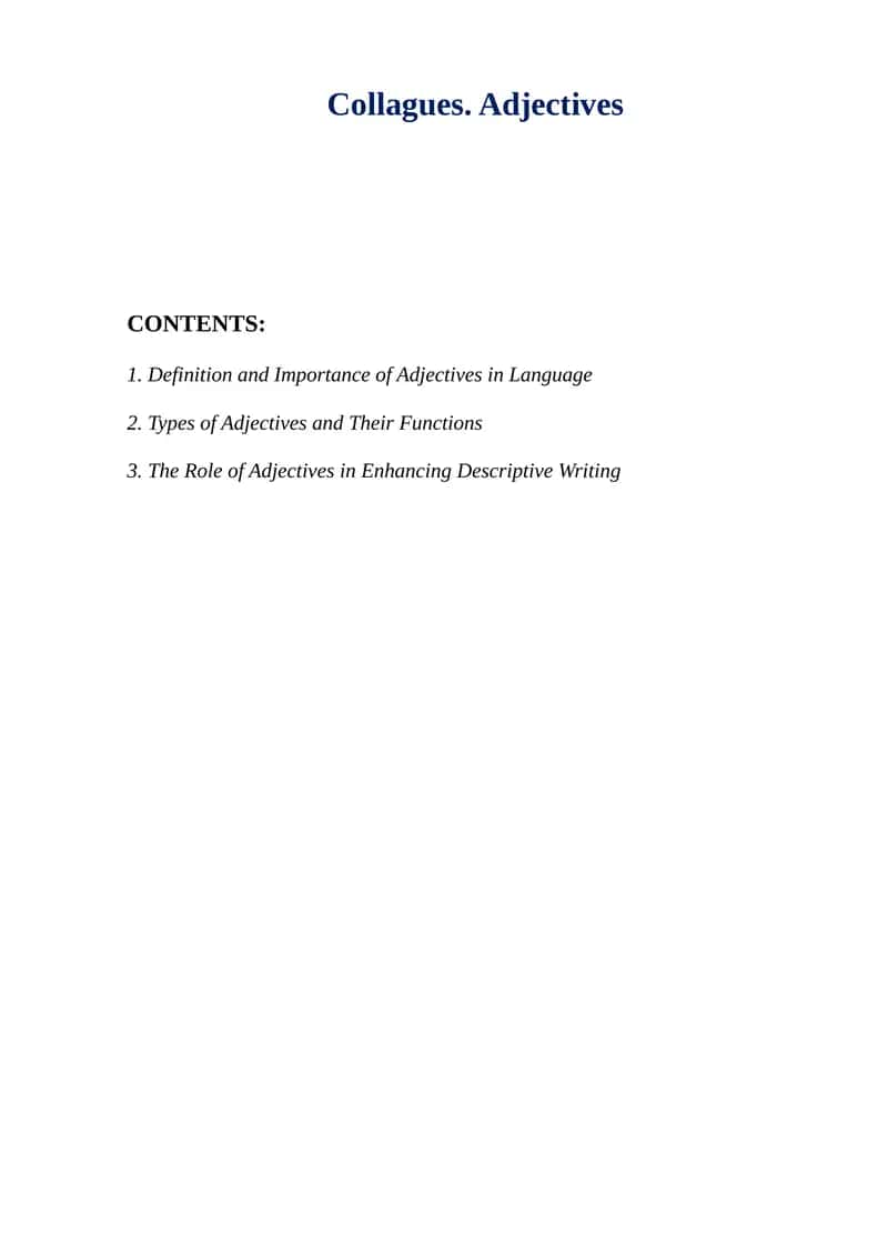 Collagues. Adjectives 1