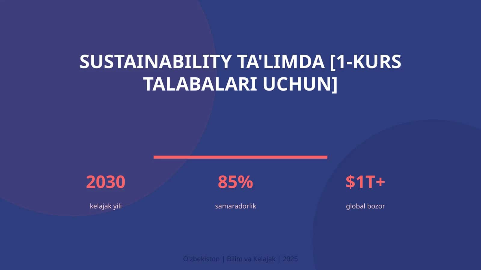 Sustainability ta'limda [1-kurs talabalari uchun] 1
