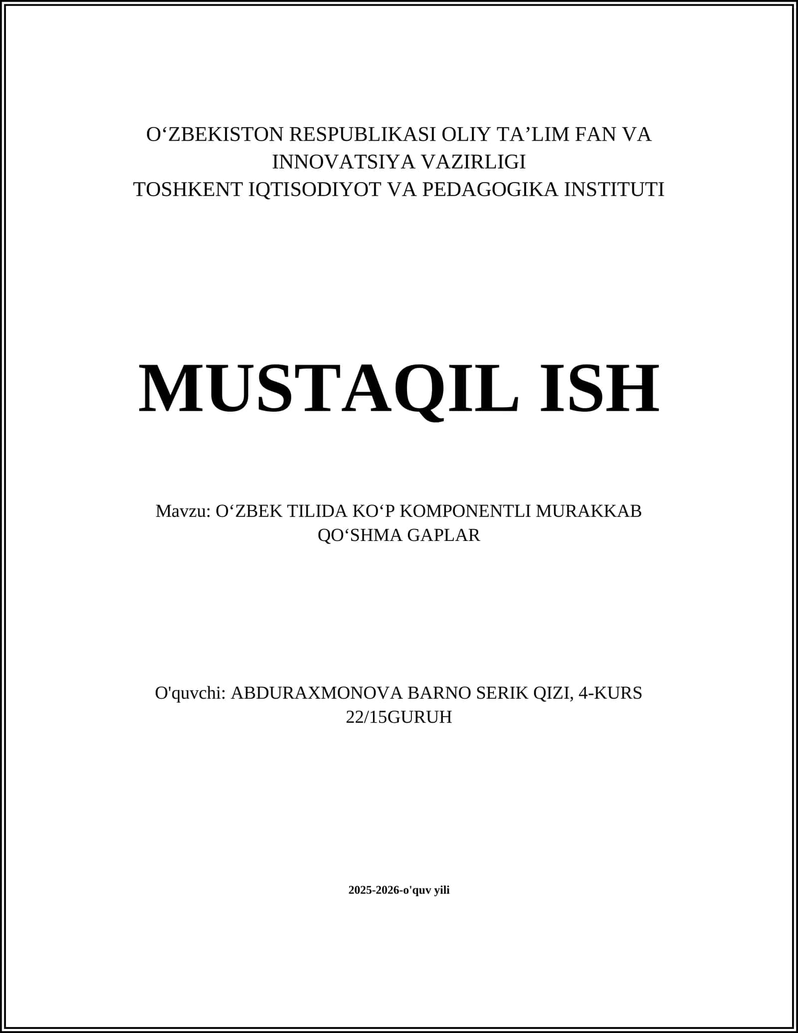Koʻp komponentli murakkab qoʻshma gaplar 1
