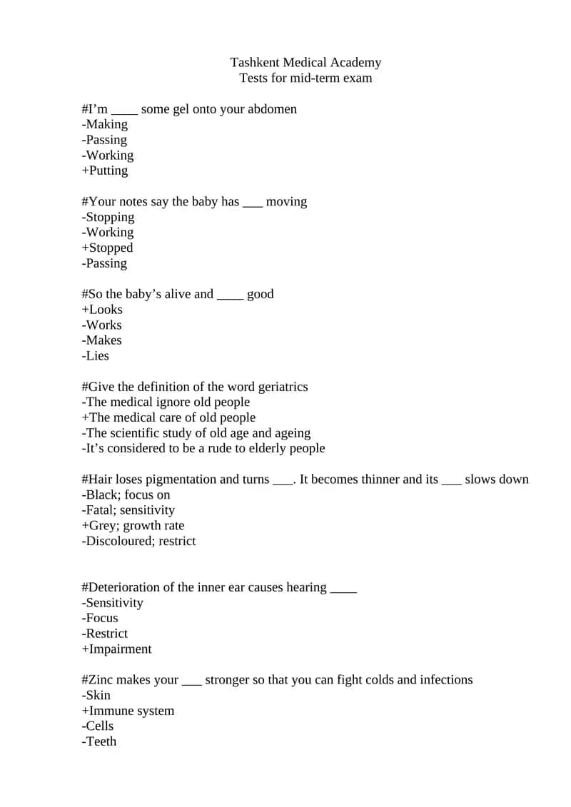 Tests for mid-term exam 1