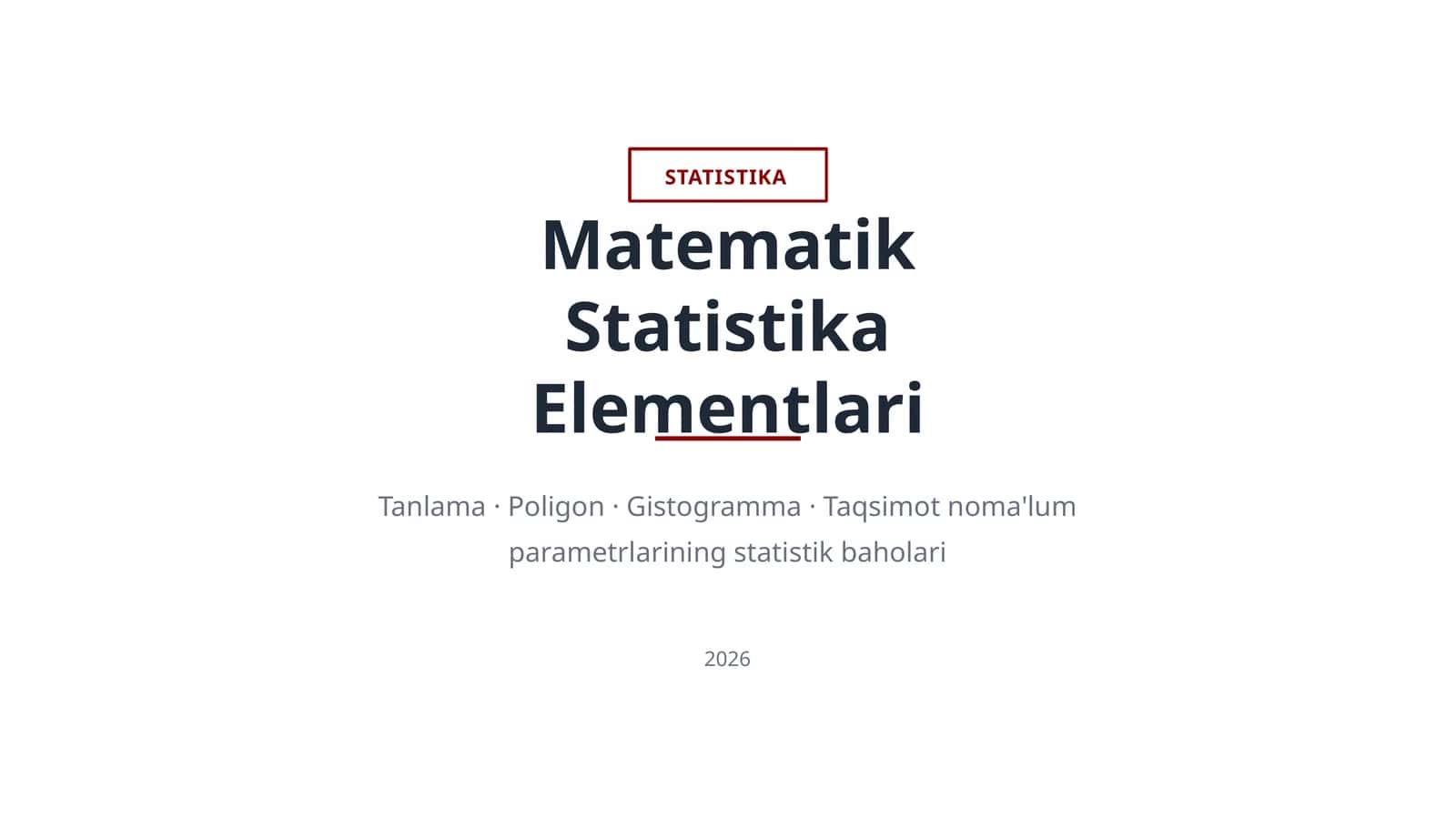 Matematik Statistika Elementlari 1