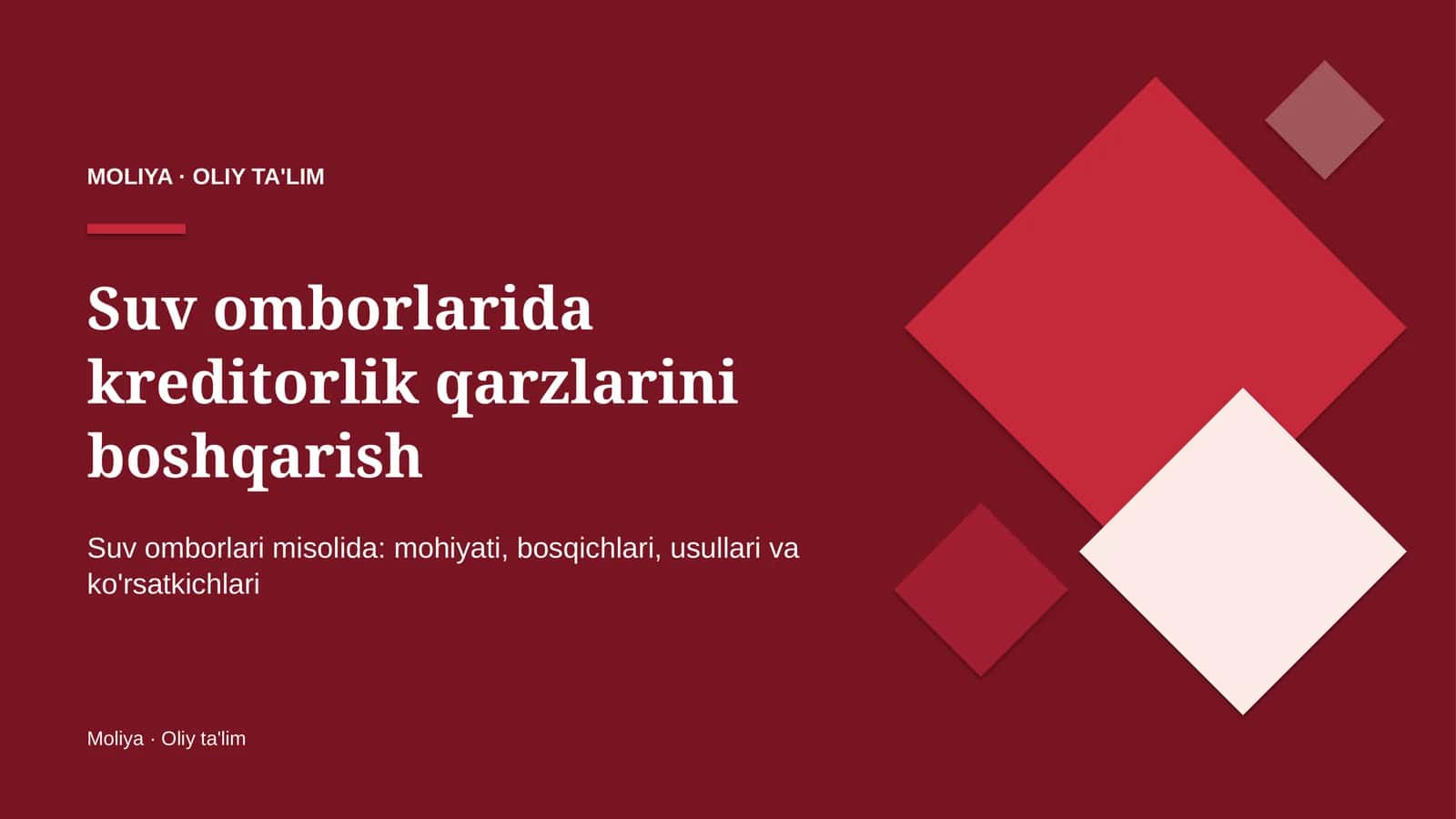 Suv omborlarida kreditorlik qarzlarini boshqarish 1