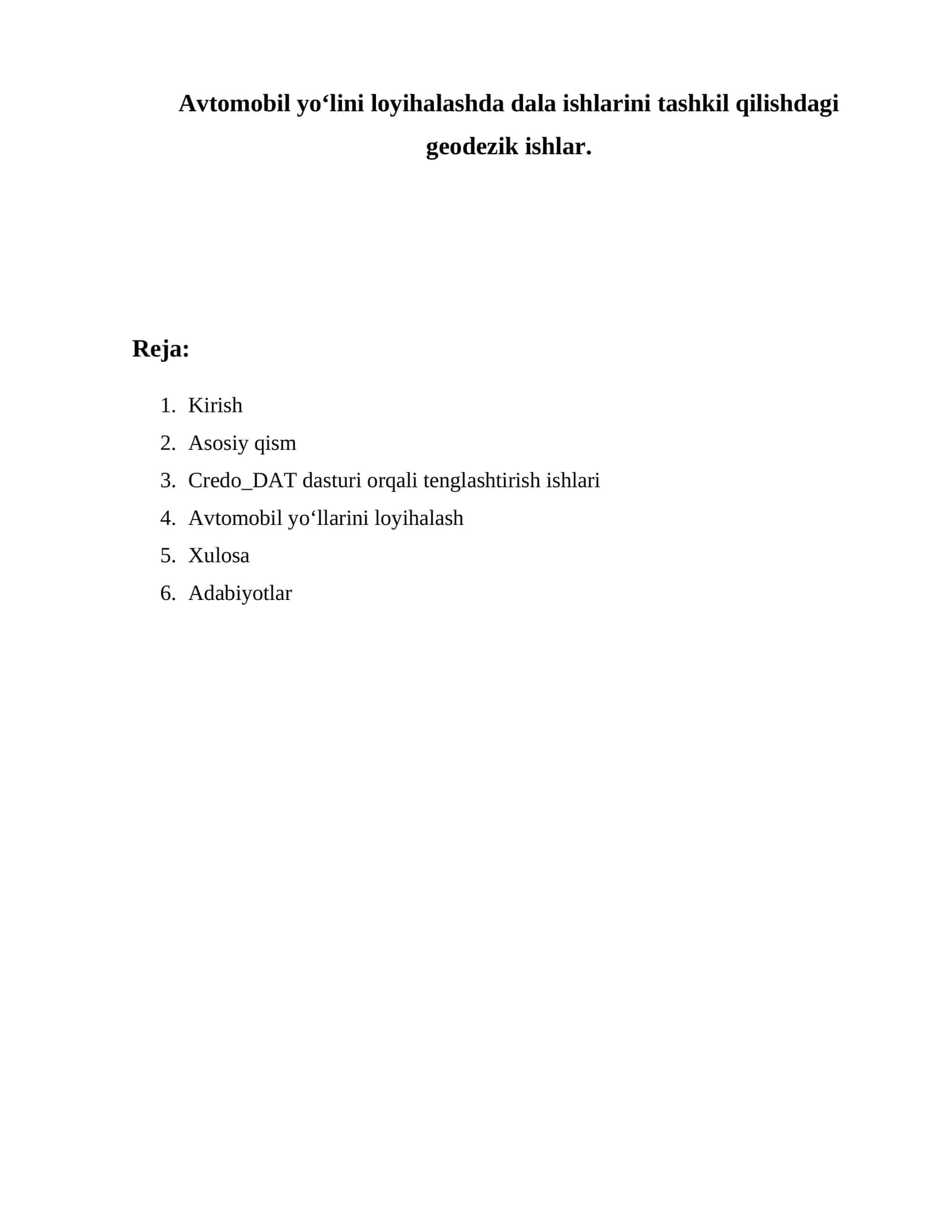 Geodezik ishlar 1