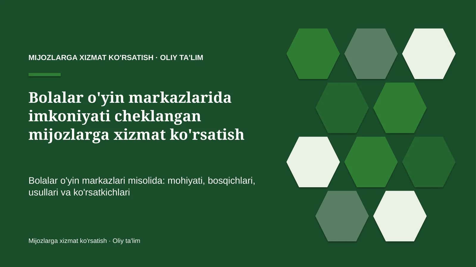 Mijozlarga xizmat ko'rsatish · Oliy ta'lim 1
