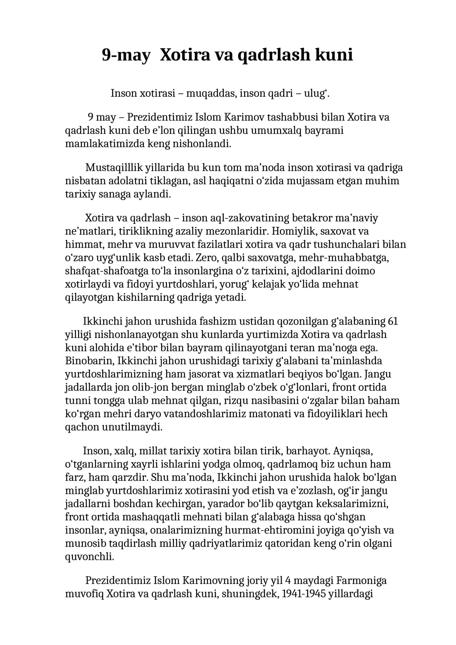9-may Xotira va qadrlash kuni 1