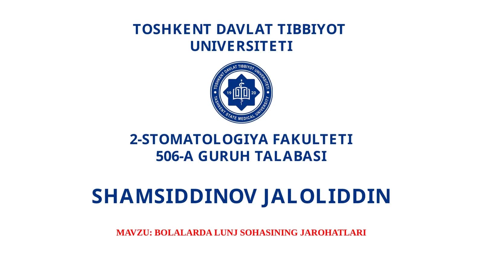 BOLALARDA LUNJ SOHASINING JAROHATLARI 1
