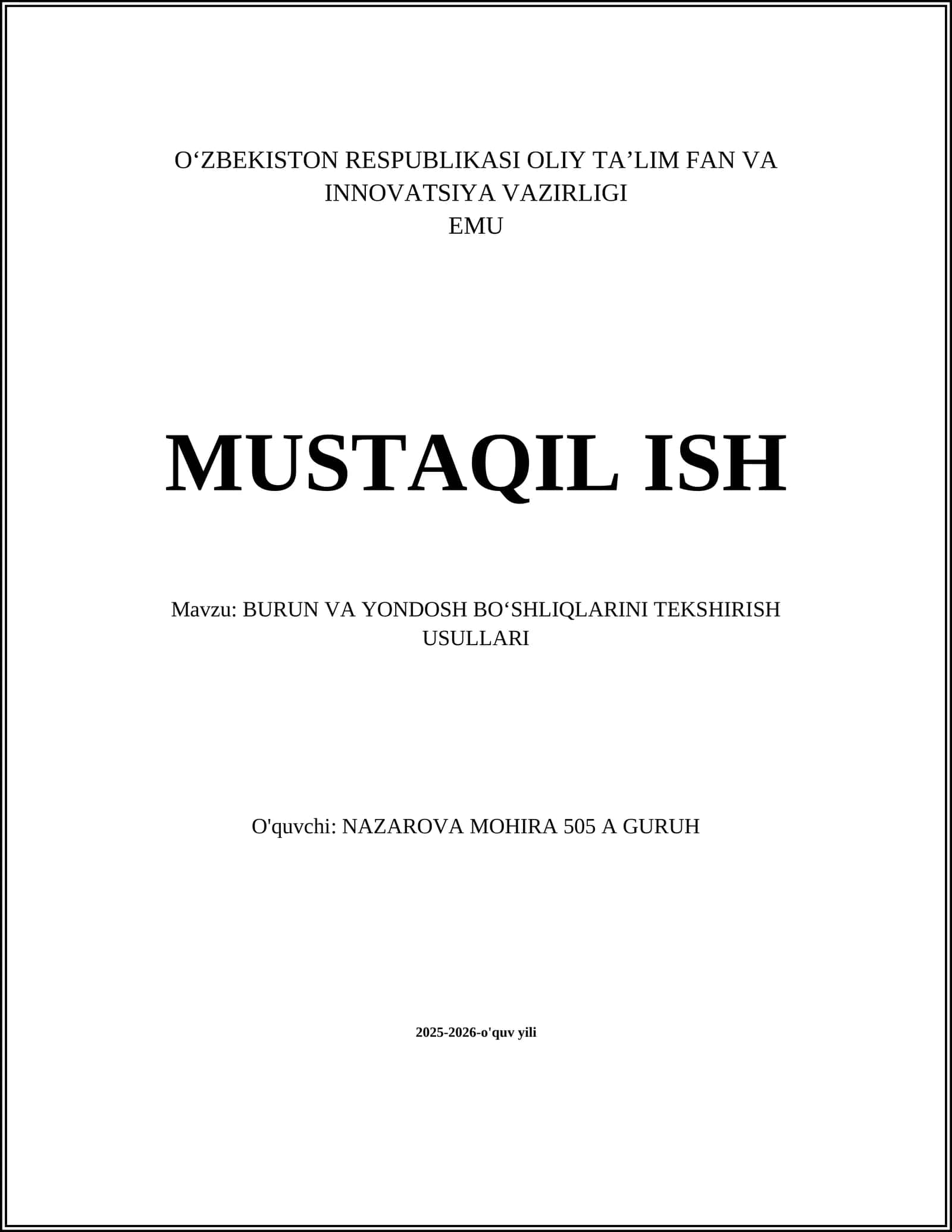 BURUN VA YONDOSH BO‘SHLIQLARINI TEKSHIRISH USULLARI 1