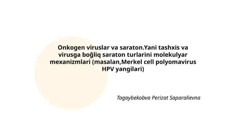 Onkogen viruslar va saraton 1