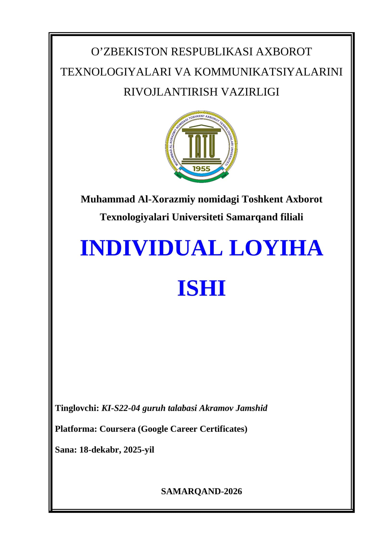 SYSTEM ADMINISTRATION AND IT INFRASTRUCTURE SERVICES CERTIFICATE’NI OLISH JARAYONI 1