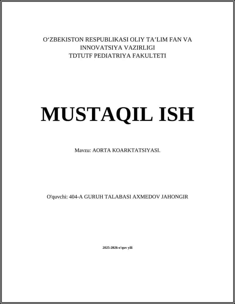 Aorta koarktatsiyasi 1