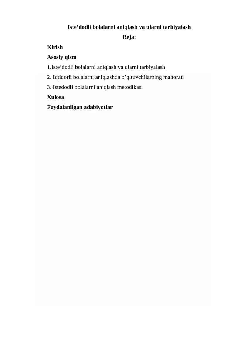 Iste’dodli bolalarni aniqlash va ularni tarbiyalash 1